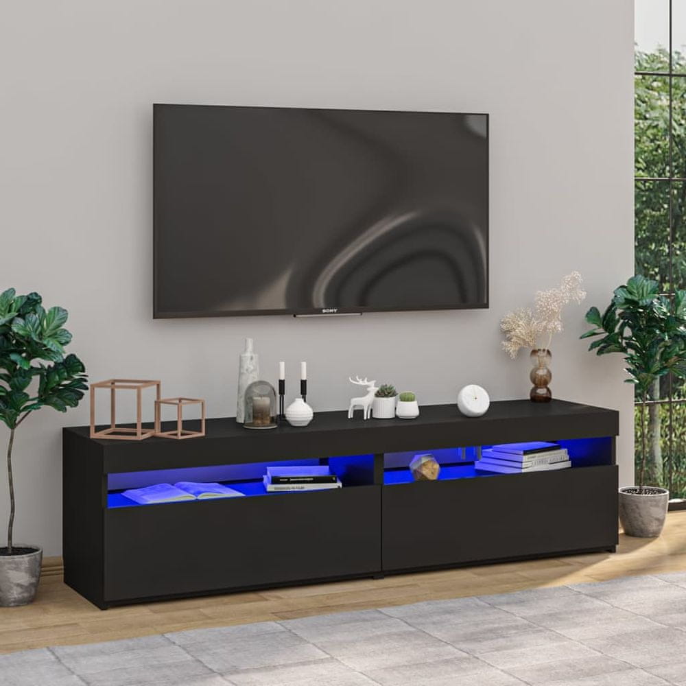 Vidaxl TV skrinky 2 ks s LED svetlami čierne 75x35x40 cm